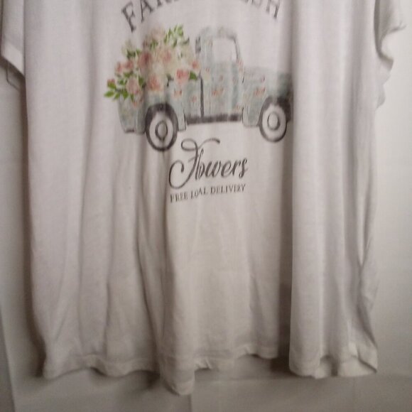 Maurices Shirt Women 3X Short Sleeve Simi Sheer Farm Fresh White - Picture 5 of 15